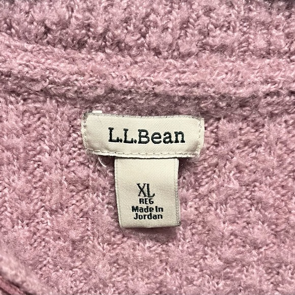 LL Bean Cozy Cloud Quarter Zip Boucle Sweater Soft Pullover Rare Mauve Pink XL - Picture 3 of 7